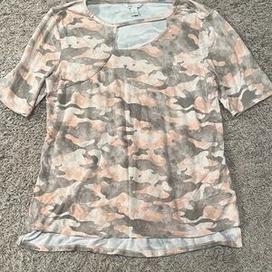 Cato Peach and Beige Camo Short Sleeve Tee